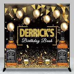 Lofaris Black Gold Whiskey Custom Name Birthday Backdrop