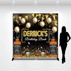 Lofaris Black Gold Whiskey Custom Name Birthday Backdrop