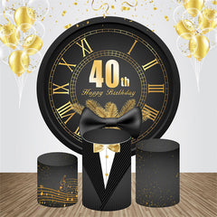 Lofaris Black Golden Clock Round 40th Birthday Backdrop Kit