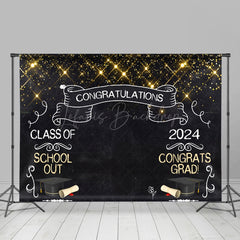 Lofaris Black Golden Glitter Chalk Hat Graduation Backdrop