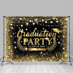 Lofaris Black Golden Glitter Graduation Party Backdrop