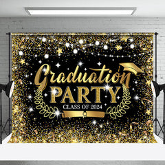 Lofaris Black Golden Glitter Graduation Party Backdrop