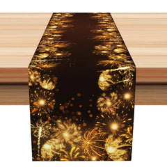 Lofaris Black Golden Glitter Spark New Year Table Runner