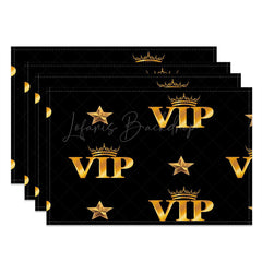 Lofaris Black Golden Star Crown Repeat Set Of 4 Placemats