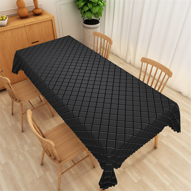 Lofaris Black Gradation Lattice Block Rectangle Tablecloth