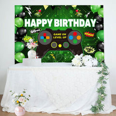 Lofaris Black Green Balloon Go Win Gamepad Birthday Backdrop