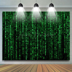 Lofaris Black Green Computer Code Happy Birthday Backdrop