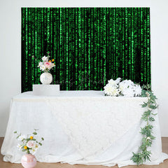 Lofaris Black Green Computer Code Happy Birthday Backdrop