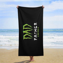 Lofaris Black Green Dad Father Energy Custom Beach Towel