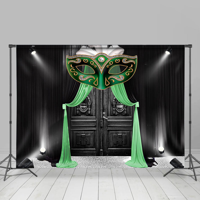 Lofaris Black Green Masked Ball Curtain Dance Party Backdrop