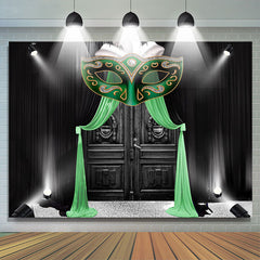 Lofaris Black Green Masked Ball Curtain Dance Party Backdrop