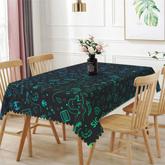 Lofaris Black Green Painting kits Rectangle Tablecloth