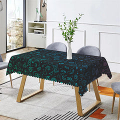 Lofaris Black Green Painting kits Rectangle Tablecloth