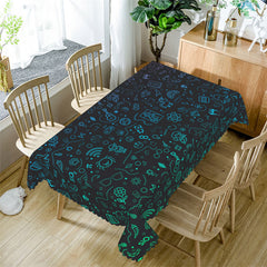 Lofaris Black Green Painting kits Rectangle Tablecloth