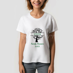 Lofaris Black Green Tree Family Reunion Custom Name TShirt