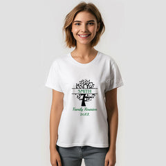 Lofaris Black Green Tree Family Reunion Custom Name TShirt