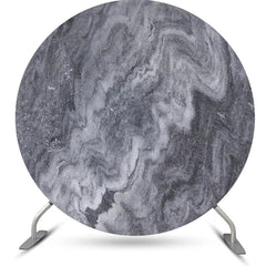 Lofaris Black Grey Abstract Marble Round Birthday Backdrop