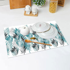 Lofaris Black Grey Green Leaves Modern Set Of 4 Placemats