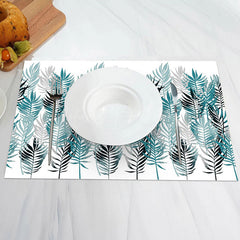 Lofaris Black Grey Green Leaves Modern Set Of 4 Placemats