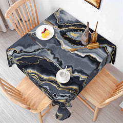 Lofaris Black Grey Marble Irregular Grain Square Tablecloth