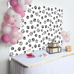 Lofaris Black Grey Prints Of Dog Pow Baby Shower Backdrop