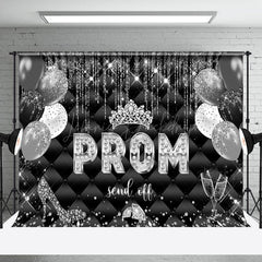 Lofaris Black Grid Glitter Diamond Balloons Prom Backdrop