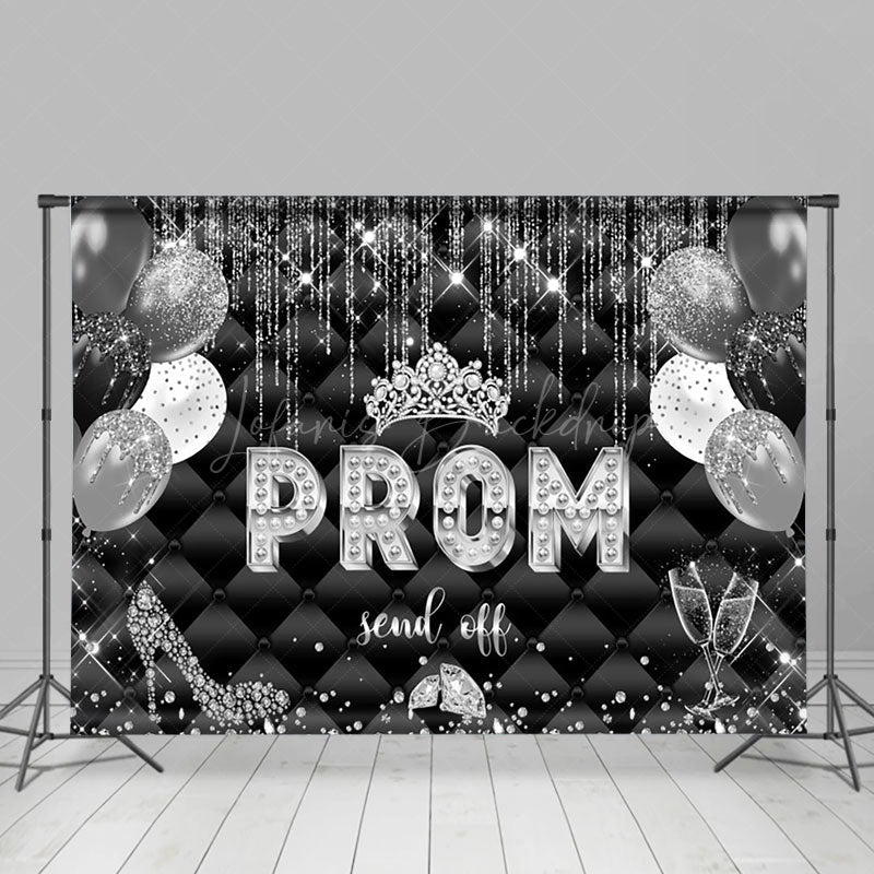 Lofaris Black Grid Glitter Diamond Balloons Prom Backdrop