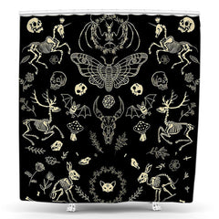 Lofaris Black Halloween Animals Skeleton Shower Curtain