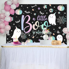 Lofaris Black Halloween Little Boo Backdrop For Baby Shower