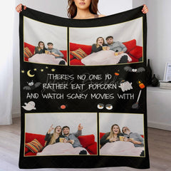 Lofaris Black Halloween Night Bat Custom Text Photo Blanket