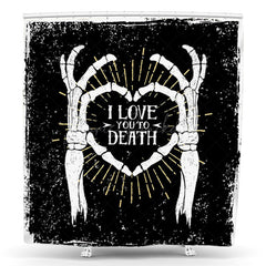 Lofaris Black L Love You To Death Halloween Shower Curtain