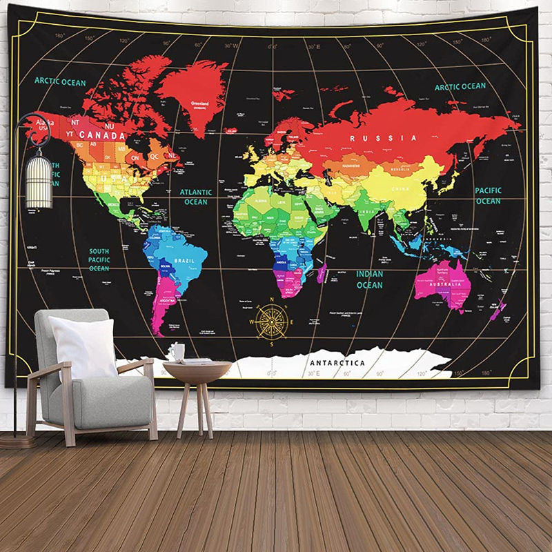 Lofaris Black Latitude Longitude World Sailing Map Tapestry