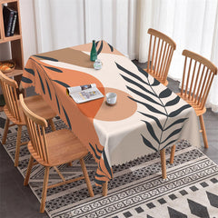 Lofaris Black Leaves Abstract Pattern Rectangle Tablecloth