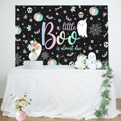 Lofaris Black Little Boo Bats Halloween Baby Shower Backdrop