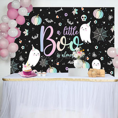 Lofaris Black Little Boo Bats Halloween Baby Shower Backdrop