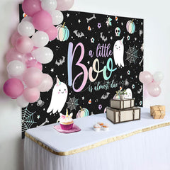 Lofaris Black Little Boo Bats Halloween Baby Shower Backdrop