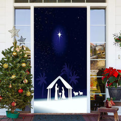 Lofaris Black Night Sparkle Star Simple Christmas Door Cover