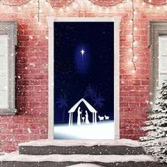 Lofaris Black Night Sparkle Star Simple Christmas Door Cover