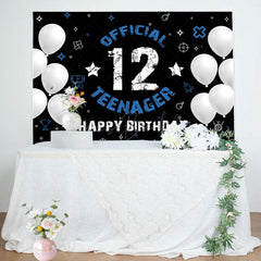 Lofaris Black Official 12 Teenager Happy Birthday Backdrop