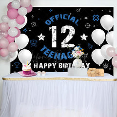 Lofaris Black Official 12 Teenager Happy Birthday Backdrop