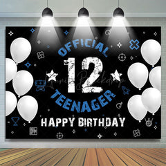 Lofaris Black Official 12 Teenager Happy Birthday Backdrop