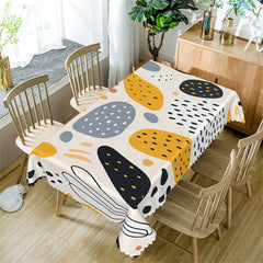 Lofaris Black Orange Print Spots Modern Rectangle Tablecloth