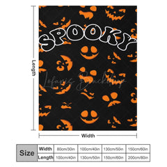 Lofaris Black Orange Spooky Halloween Custom Text Blanket