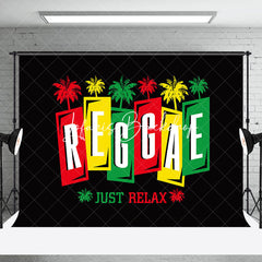 Lofaris Black Palm Trees Just Relax Reggae Party Backdrop