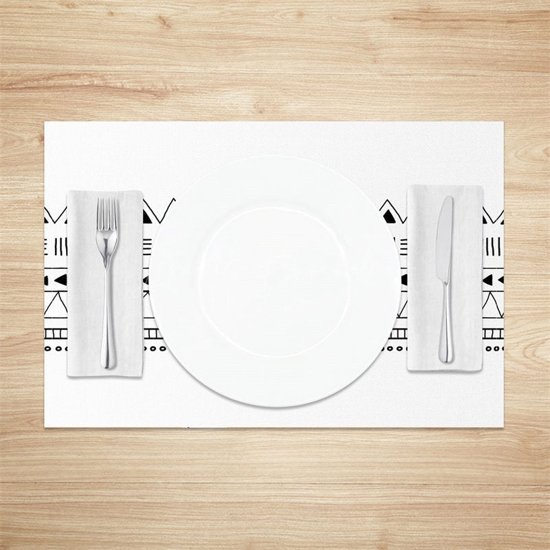 Lofaris Black Pattern Repeat White Dining Set Of 4 Placemats