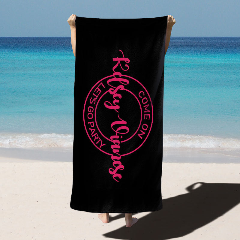Lofaris Black Pink Come On Party Custom Beach Towel