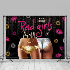 Lofaris Black Pink Lips Heart Bad Girls Dance Party Backdrop