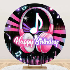 Lofaris Black Pink Musical Disco Round Backdrop For Birthday