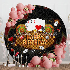 Lofaris Black Playing Cards Casino Round Birthday Backdrop