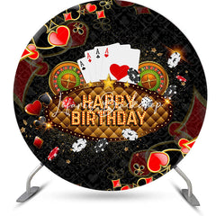 Lofaris Black Playing Cards Casino Round Birthday Backdrop